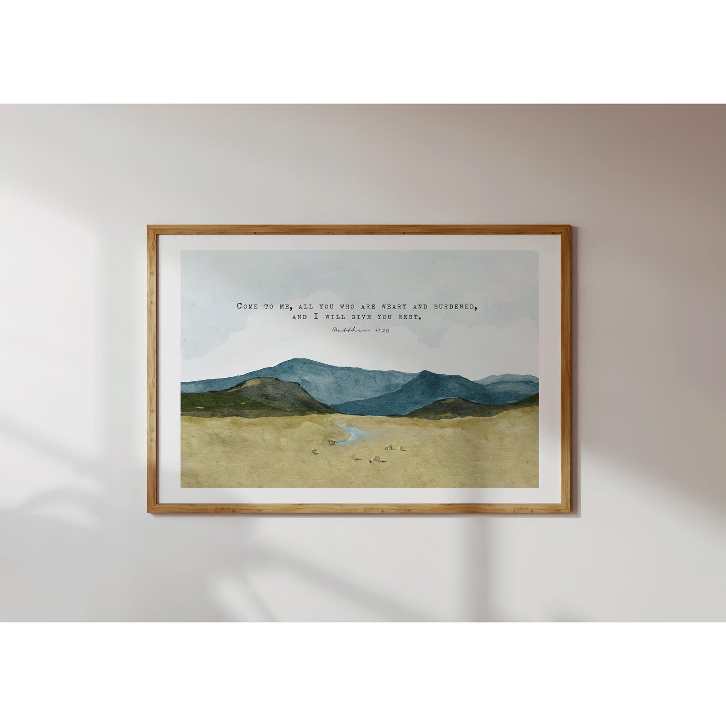 Scripture Art Watercolor Landscape _ Matthew 11 28