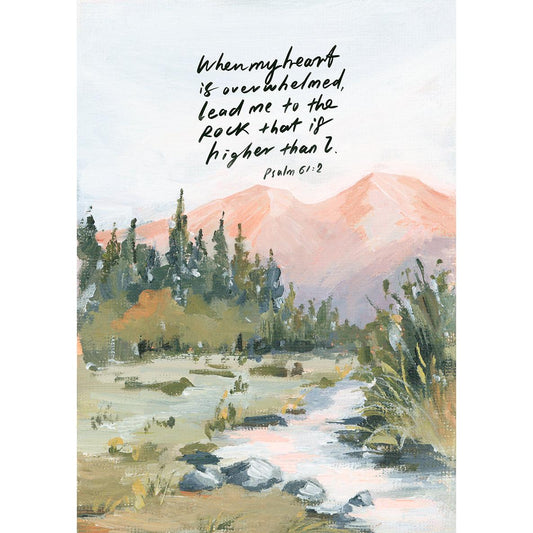 Christian Art Print - "Psalm 61:2" Bible Verse Landscape Wall Art