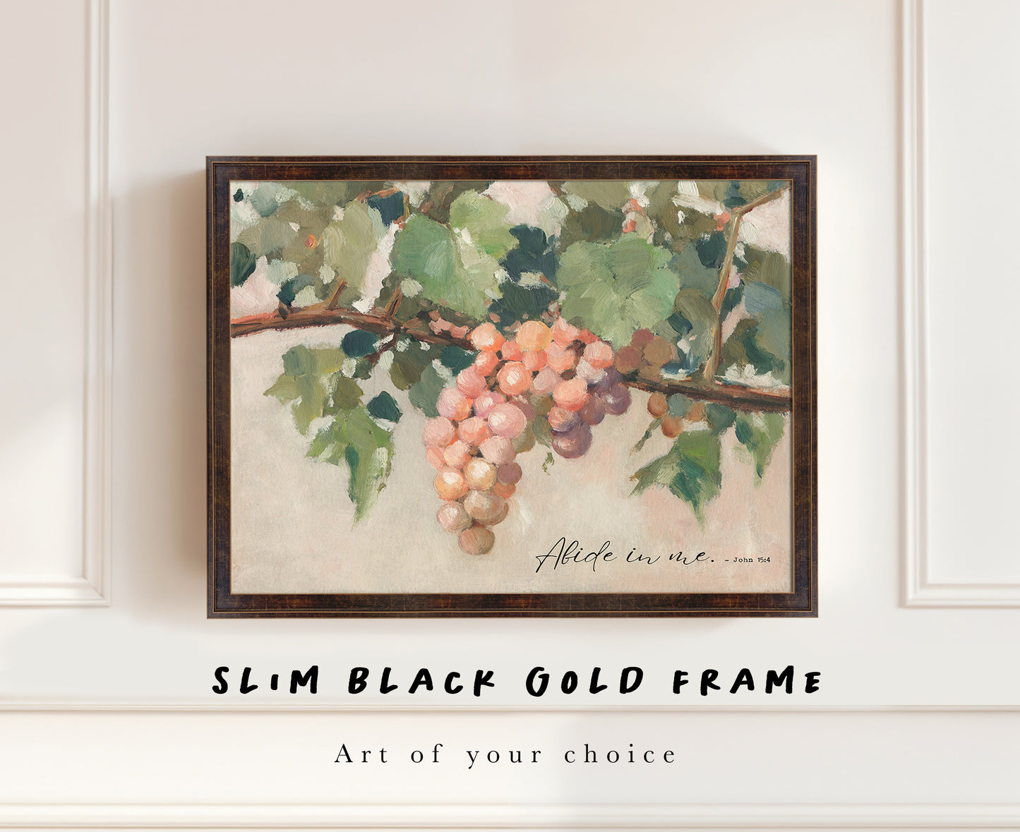 Vintage Framed Christian Wall Art – Slim Gold Black Frame