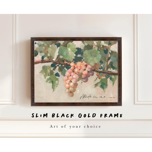 Vintage Framed Christian Wall Art – Slim Black Silver Frame