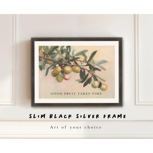 Vintage Framed Christian Wall Art – Slim Black Silver Frame