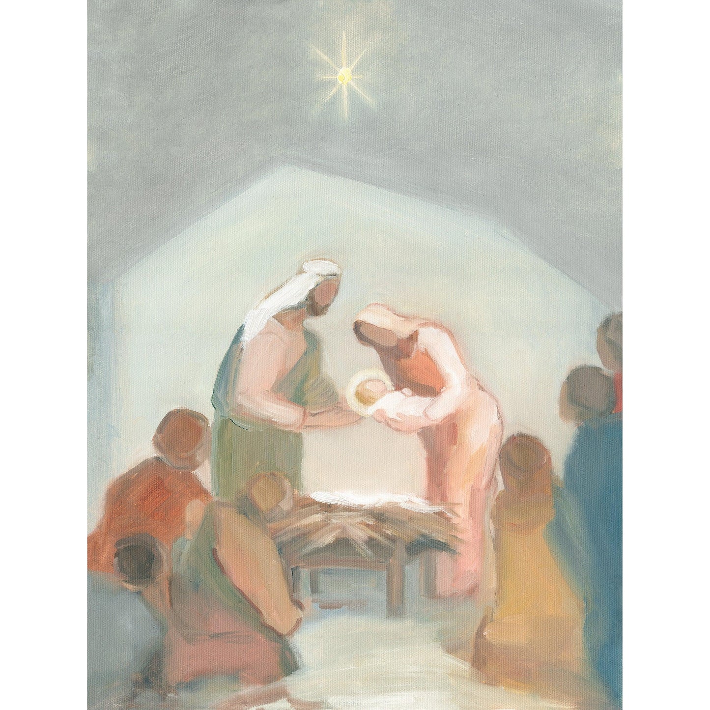 Christian Christmas Wall Art — The Gift from Above | Modern Nativity Scene Print