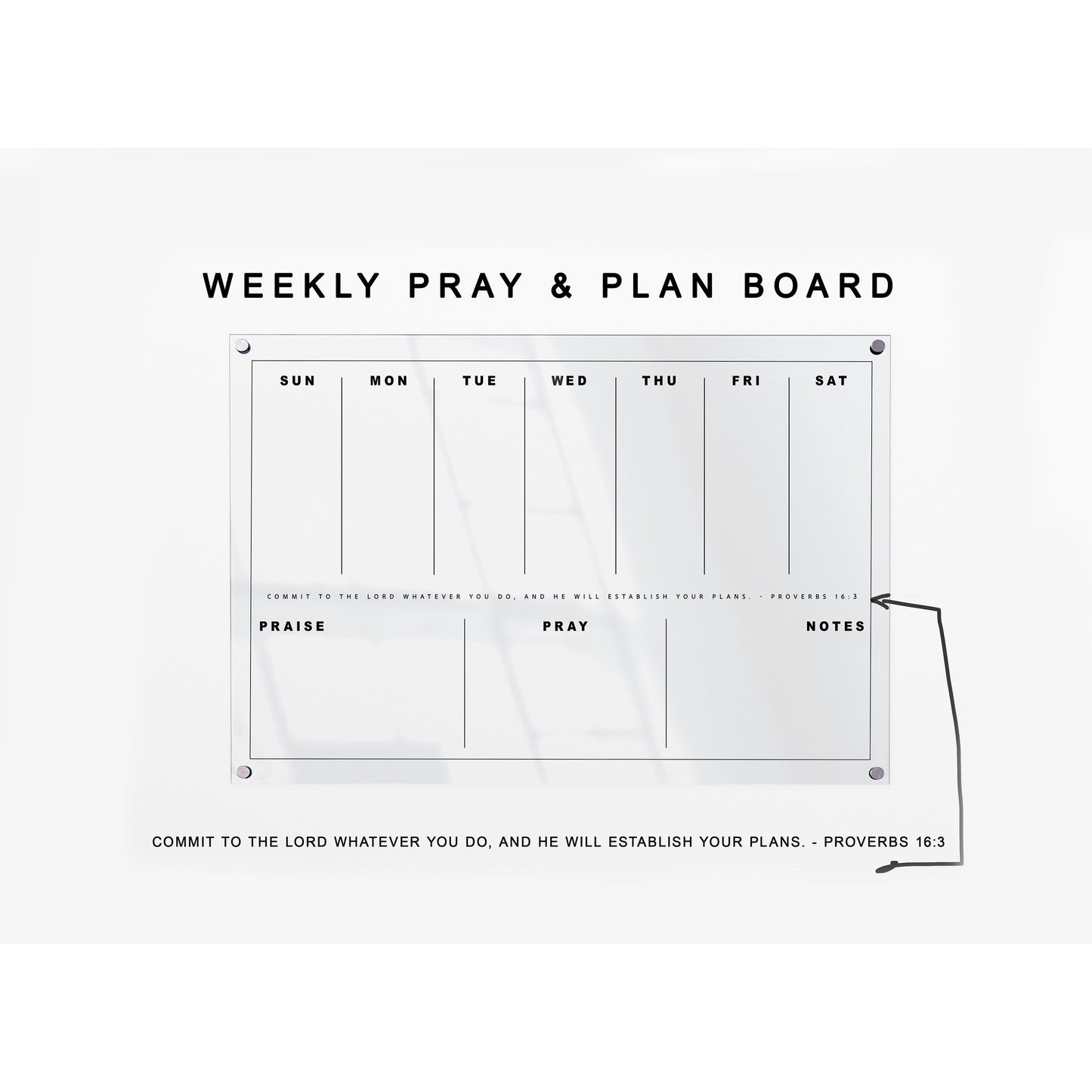 Pray & Plan Acrylic Board | Christian Acrylic Planner | WEEKLY Planner 24"x36"