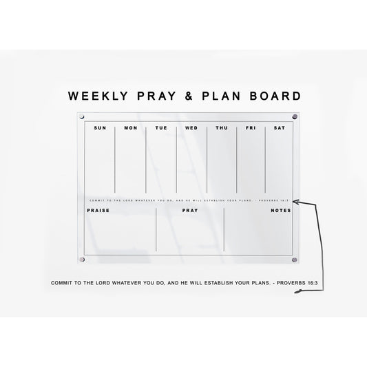 Pray & Plan Acrylic Board | Christian Acrylic Planner | WEEKLY Planner 24"x36"