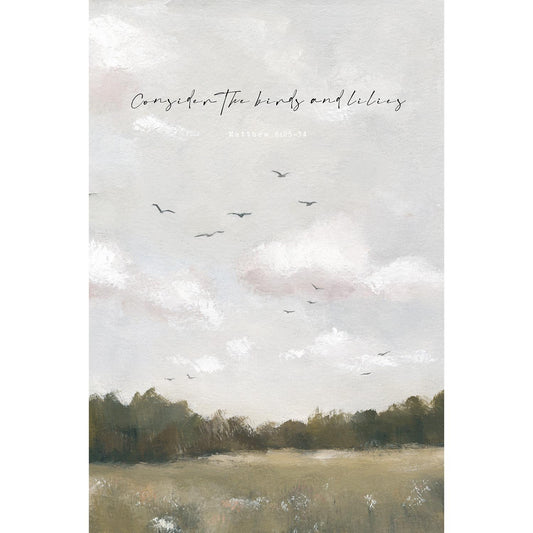 Modern Vintage Christian Art Print of Birds & Florals | Matthew 6 | “Field & Feather”