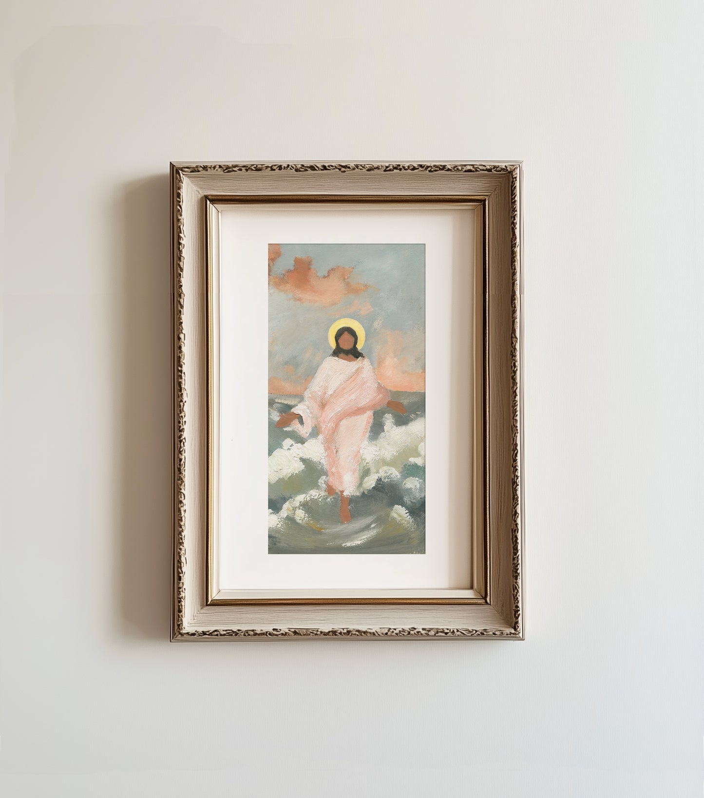 Christian Wall Art for Faith-Based Homes - Jesus Walking on Water Art "Above the Waves"