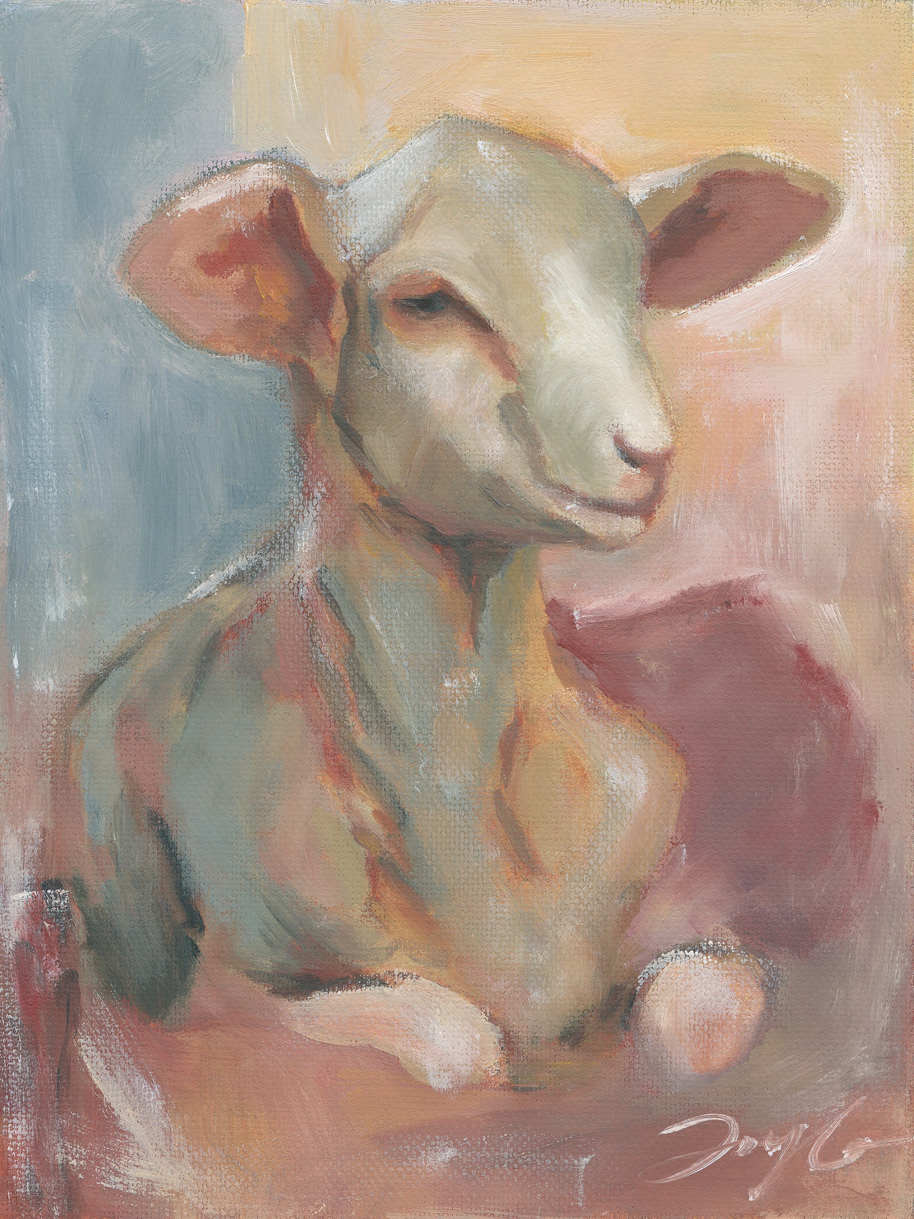 lamb of god christian wall art print, soft vibrant colors