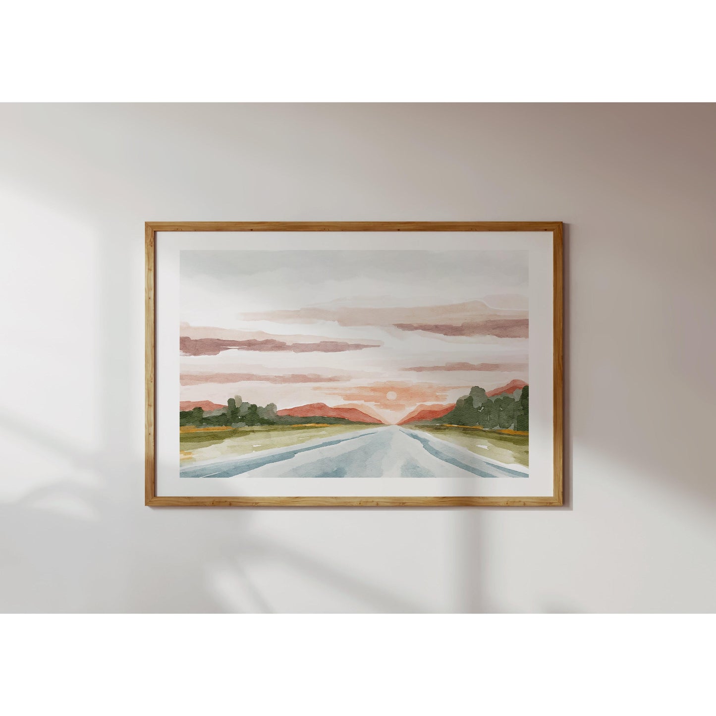 Sunset Landscape Watercolor Painting