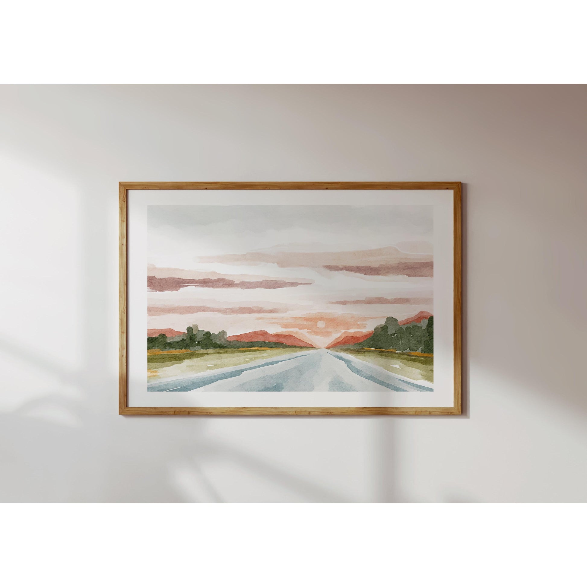 Sunset Landscape Watercolor Painting