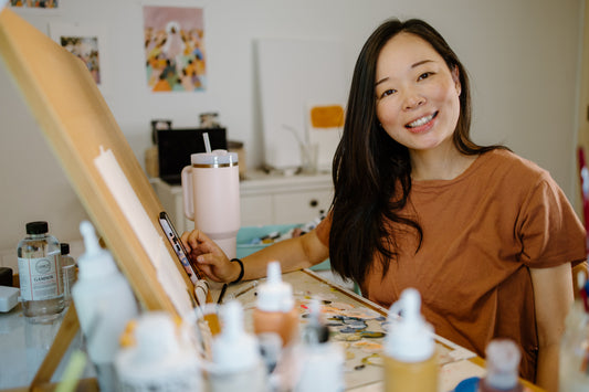 Christian artist Joy Gonzales in her studio