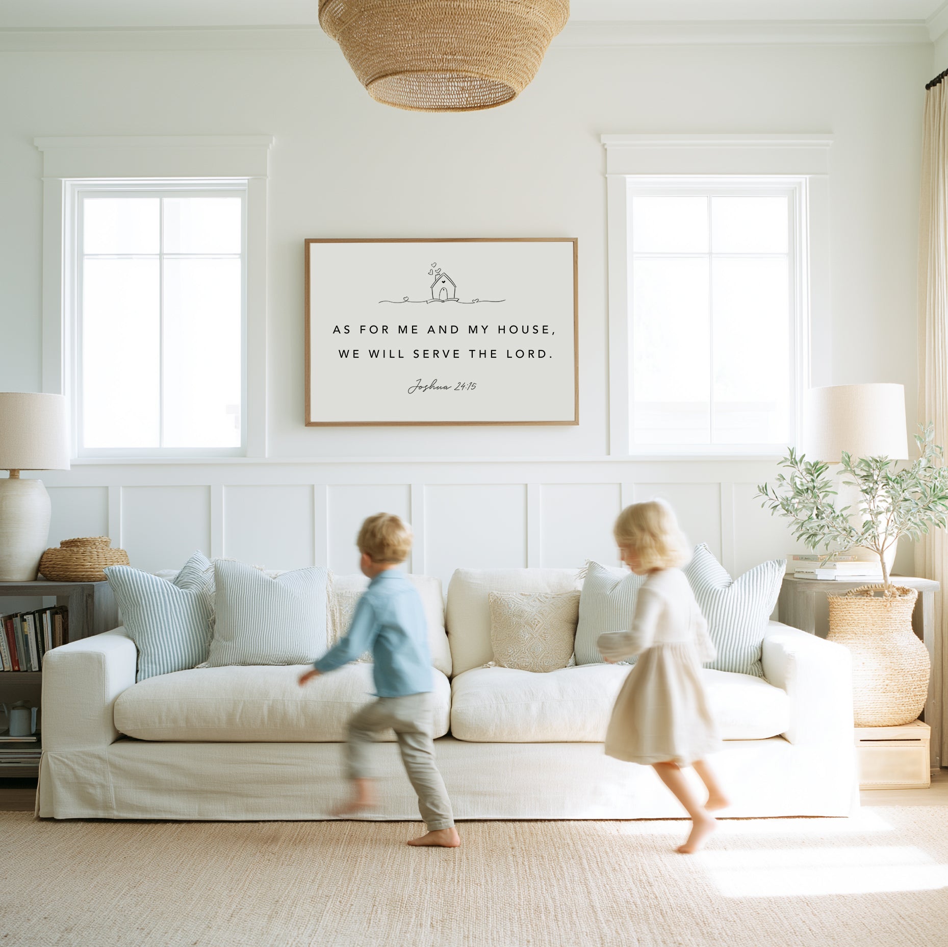 Bible verse wall art Joshua 24:15 Scripture sign for families