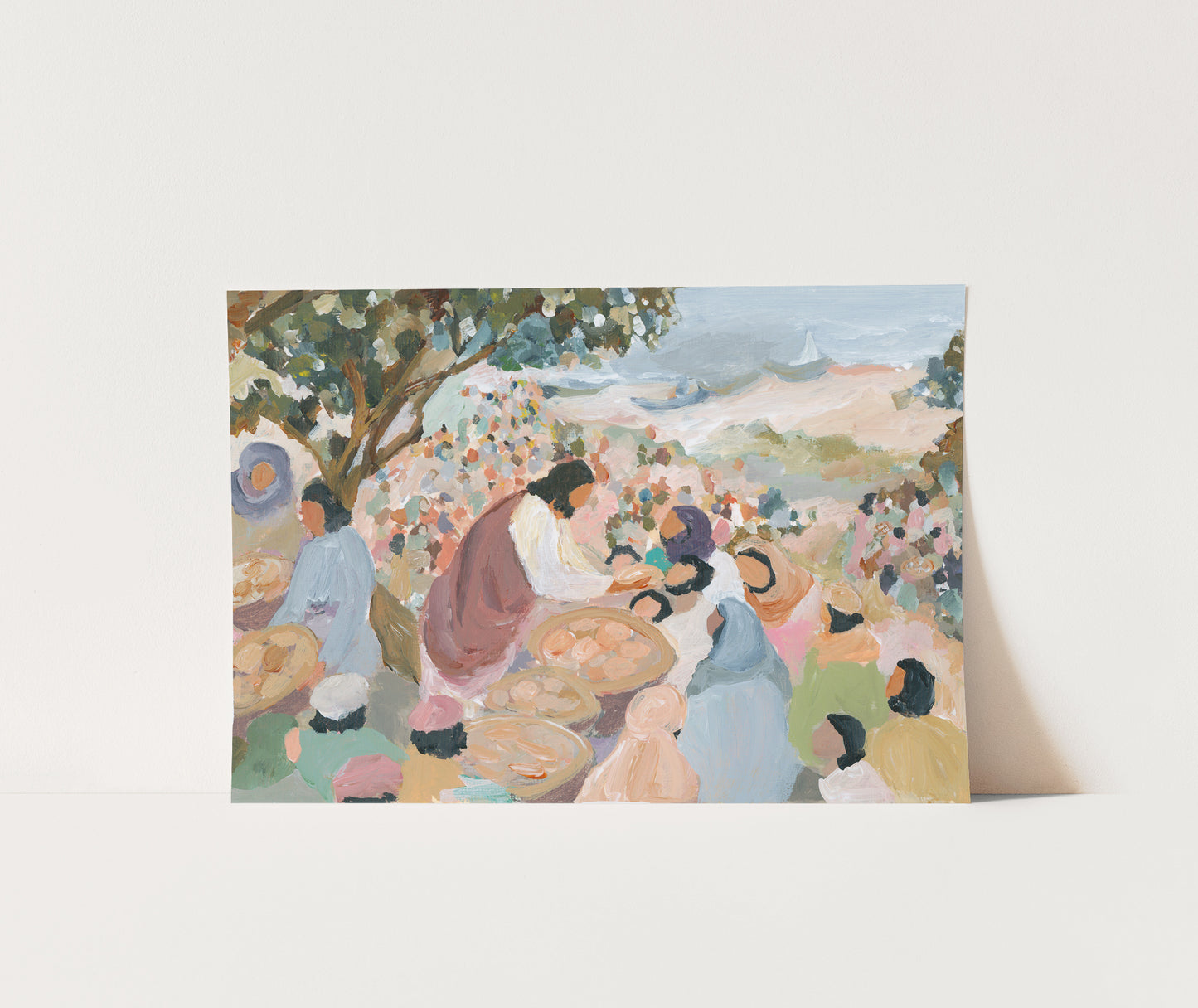 Wholesale Christian wall art print – Jesus feeding the 5,000 miracle scene