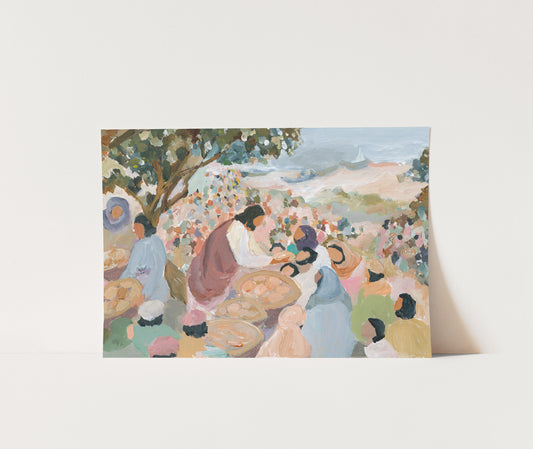 Wholesale Christian wall art print – Jesus feeding the 5,000 miracle scene