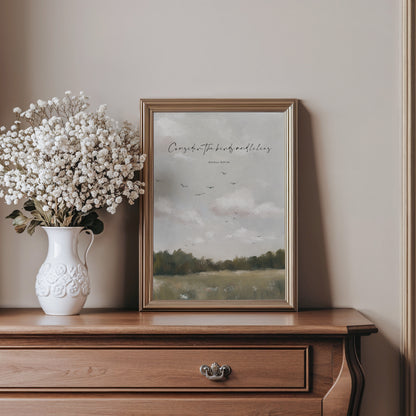 Modern Vintage Christian Art Print of Birds & Florals | Matthew 6 | “Field & Feather”