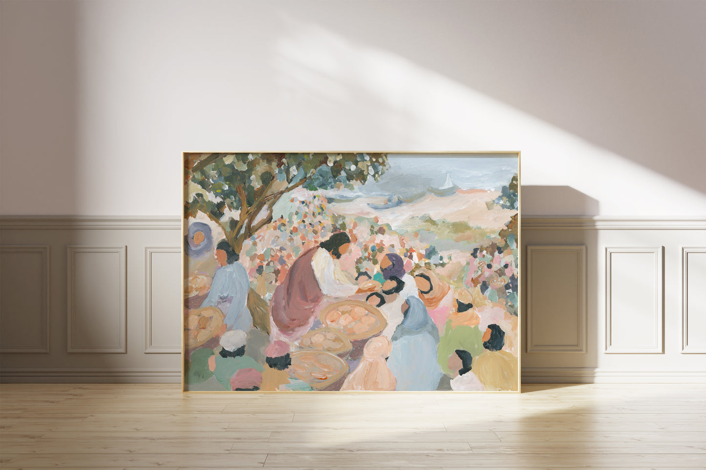 Contemporary Bible Art - Jesus Feeding 5000 - Religious Artwork