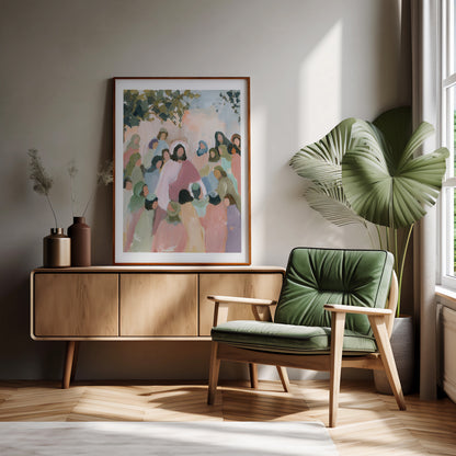 Contemporary Religious Art - Jesus Welcoming Children Art "Let the Children Come"