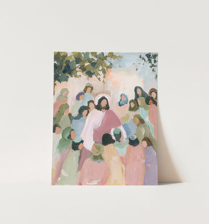 Contemporary Religious Art - Jesus Welcoming Children Art "Let the Children Come"