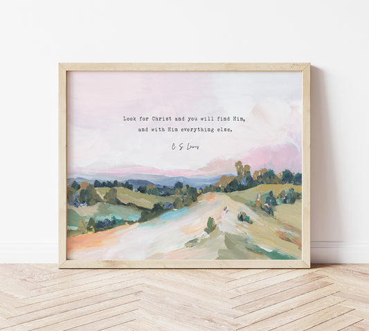 C S Lewis Quote "Look for Christ" - Contemporary Christian Wall Art
