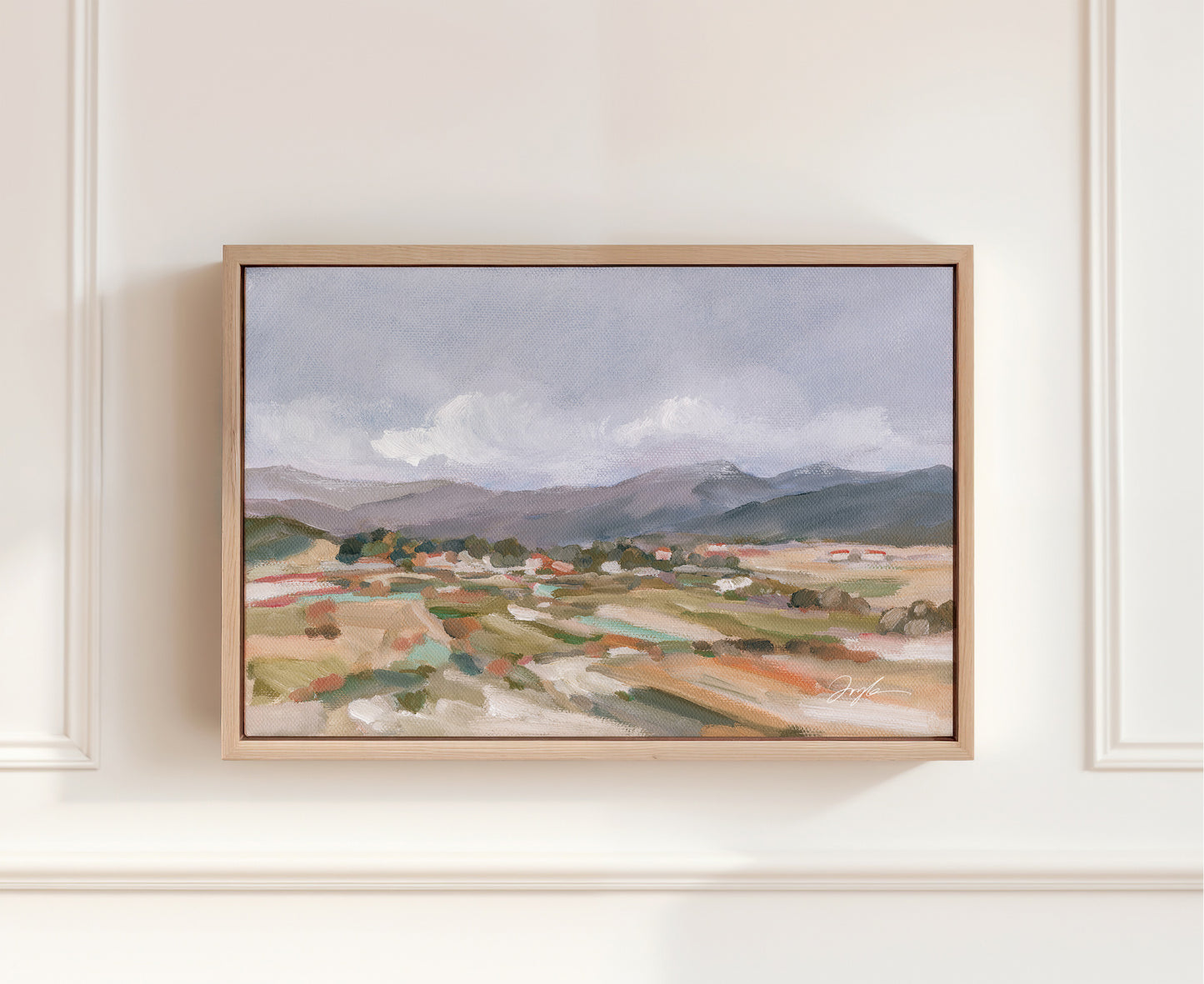 framed canvas of Chinese mountain landscape wall art print inspired by rural central China mountains and valley scenery