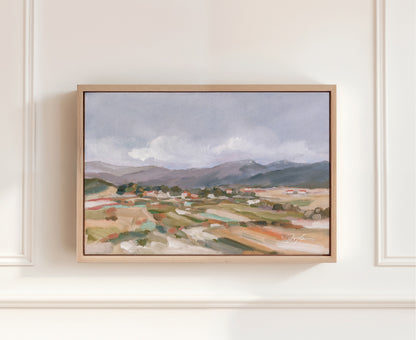 framed canvas of Chinese mountain landscape wall art print inspired by rural central China mountains and valley scenery
