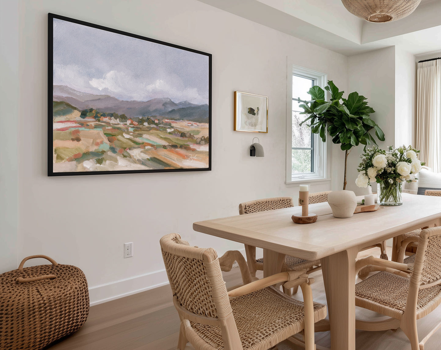 framed art of Chinese mountain landscape wall art print inspired by rural central China mountains and valley scenery