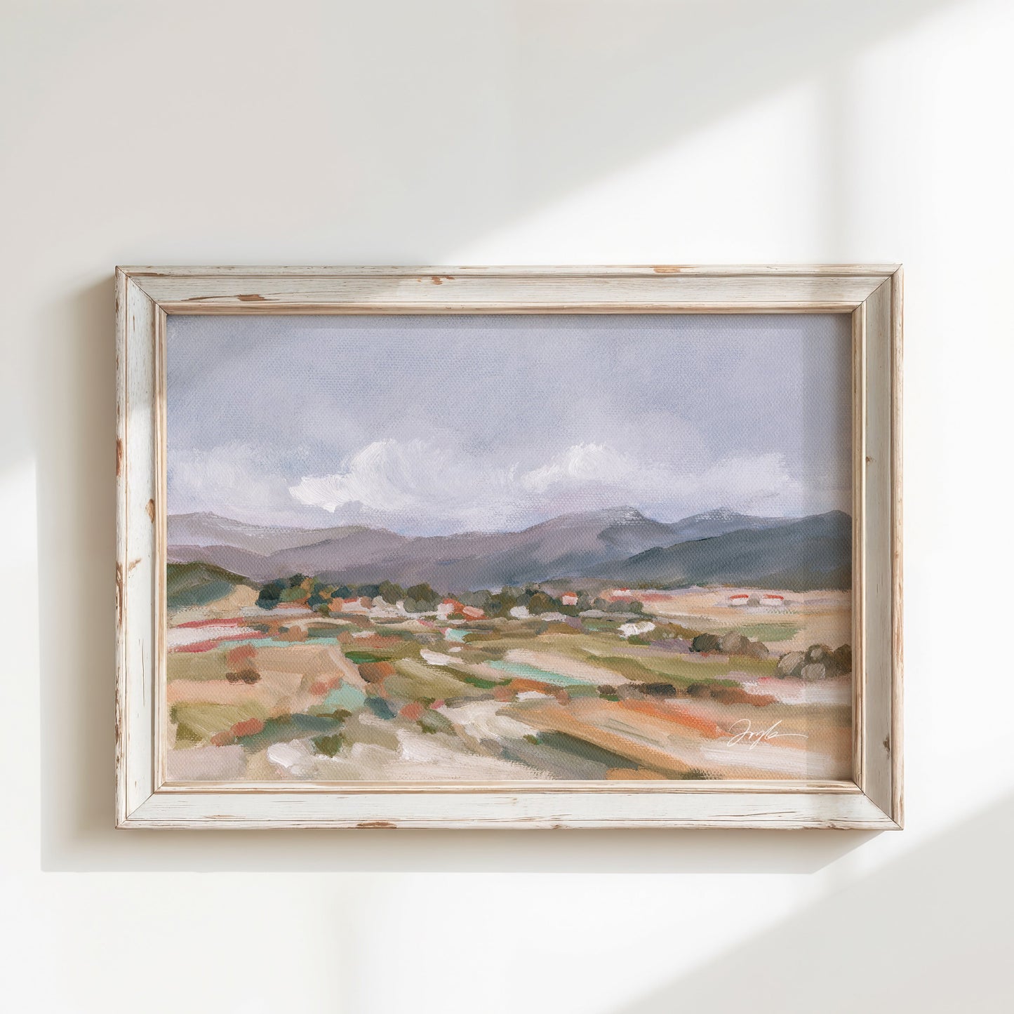 Chinese mountain landscape wall art print inspired by rural central China mountains and valley scenery