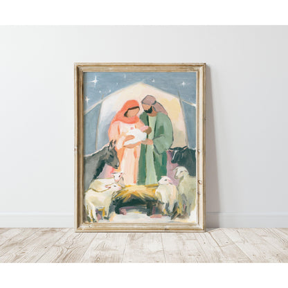 Christian Nativity Wall Art — Peace in Straw and Starlight | Christmas Decor Gift
