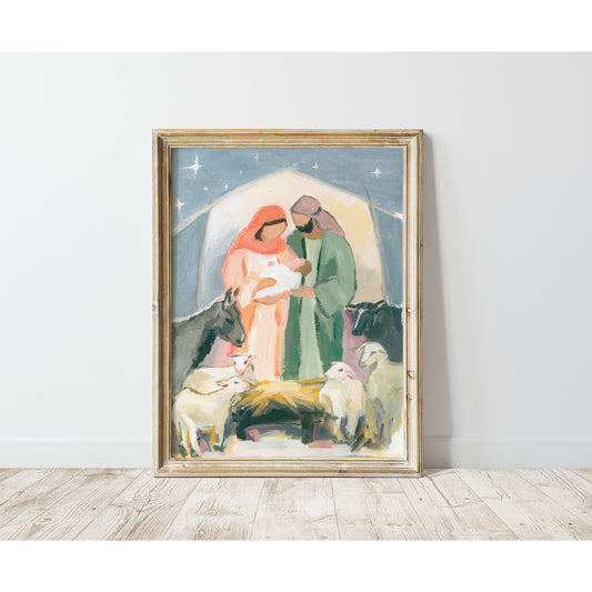 Christian Nativity Wall Art — Peace in Straw and Starlight | Christmas Decor Gift