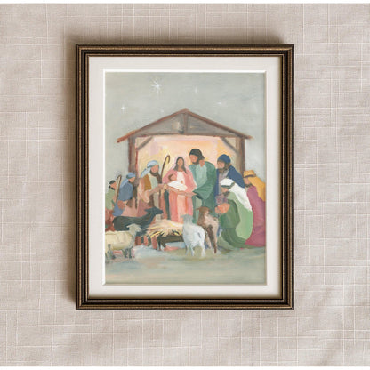 Christian Nativity Wall Art — "Unto Us" Modern & Classic Christmas Scene Print
