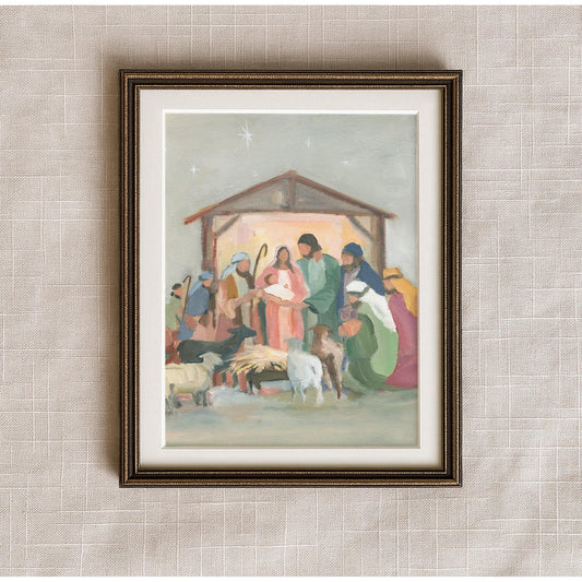 Christian Nativity Wall Art — "Unto Us" Modern & Classic Christmas Scene Print