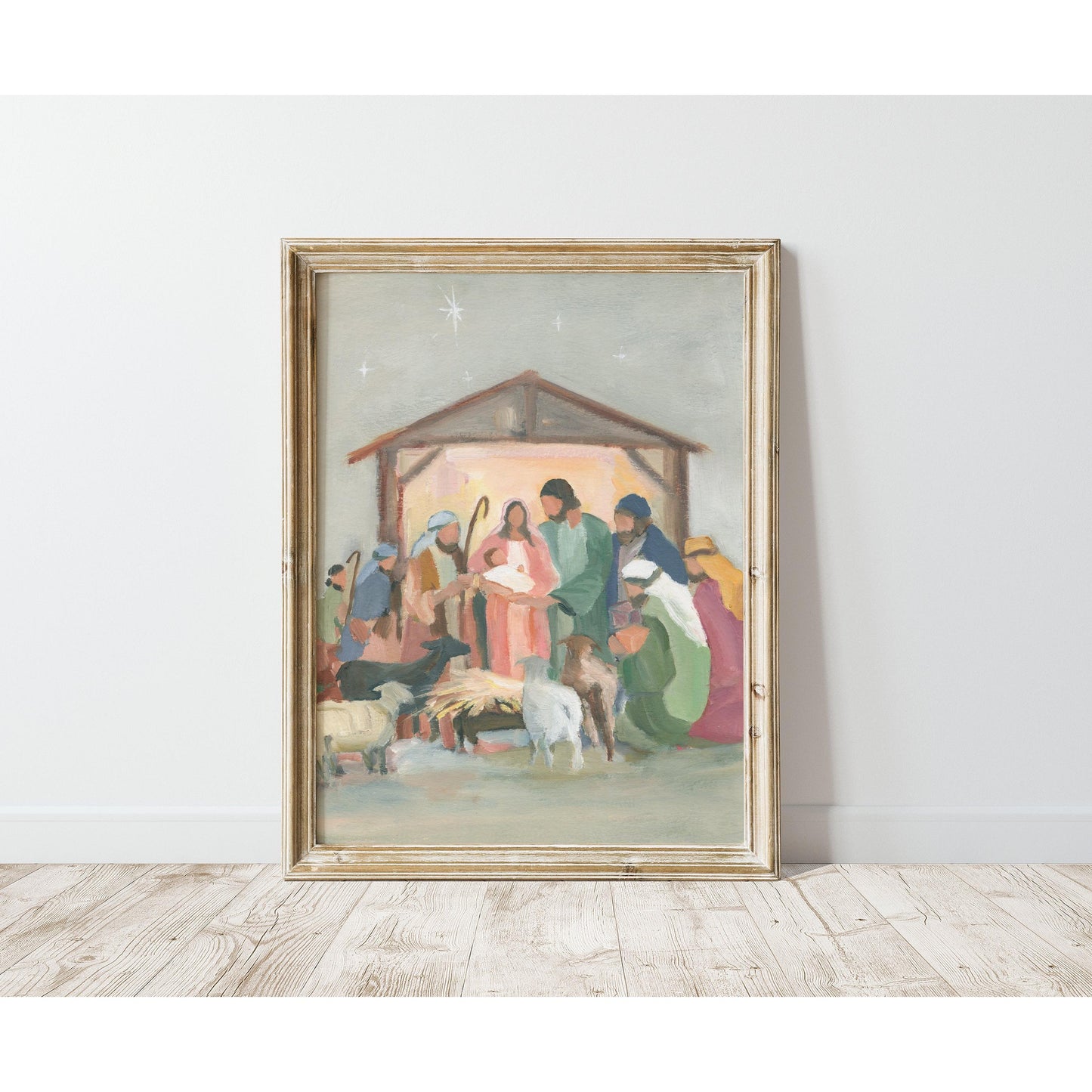 Christian Nativity Wall Art — "Unto Us" Modern & Classic Christmas Scene Print