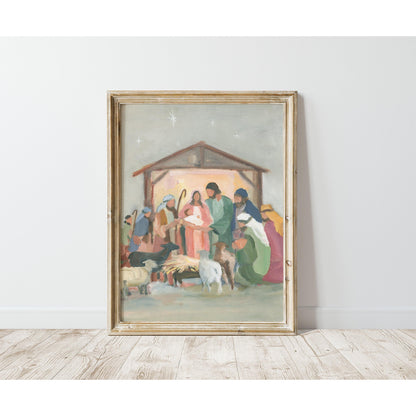 Christian Nativity Wall Art — "Unto Us" Modern & Classic Christmas Scene Print