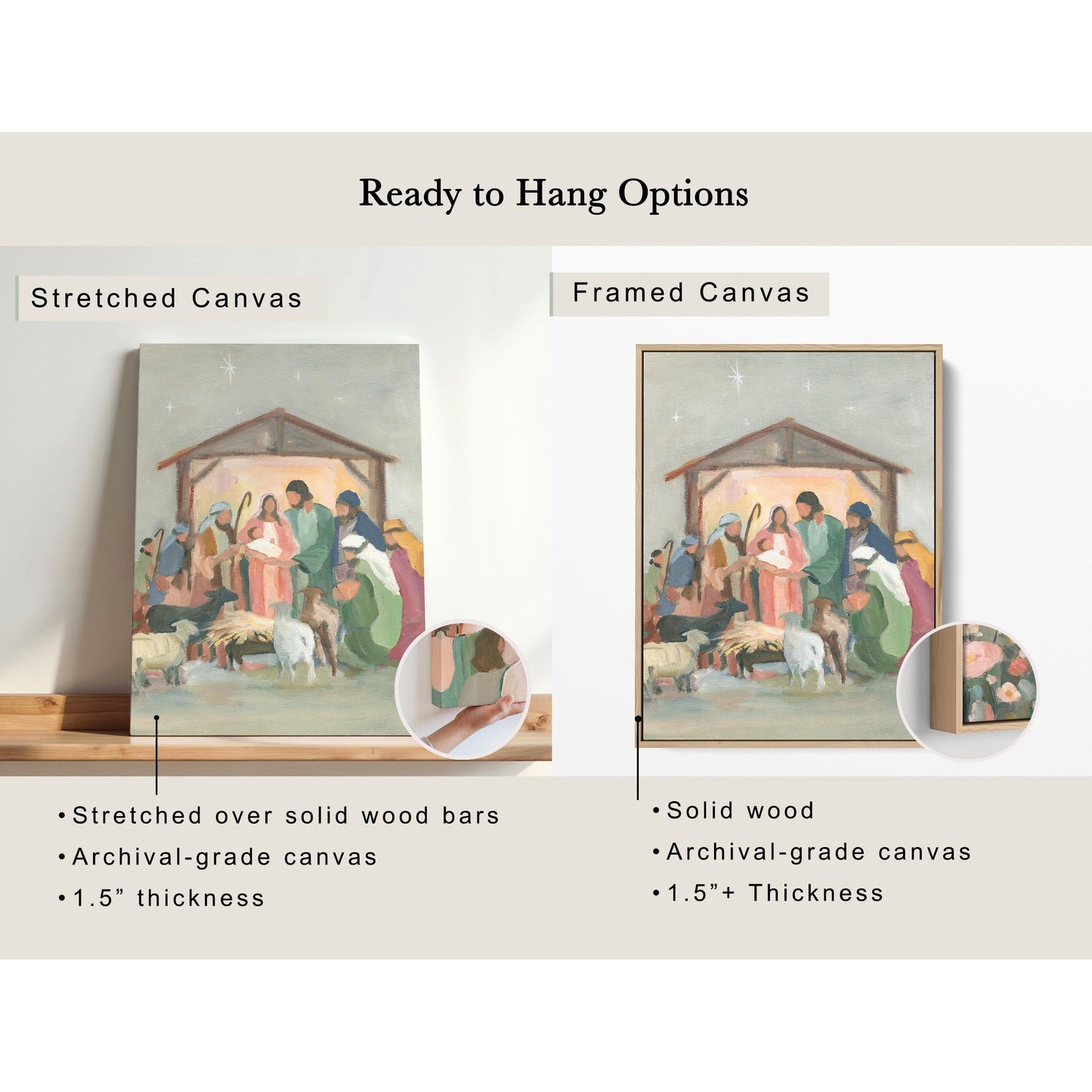 Christian Nativity Wall Art — "Unto Us" Modern & Classic Christmas Scene Print