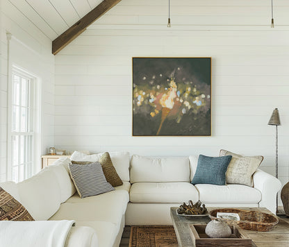 Christian revival torch wall art print with many lit torches