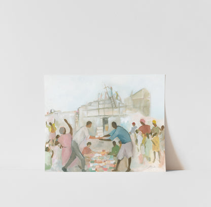 Vibrant Christian wall art symbolizing unity, mutual blessing, and the body of Christ building together in faith.