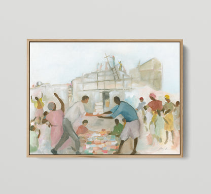 Framed vibrant Christian wall art symbolizing unity, mutual blessing, and the body of Christ building together in faith.