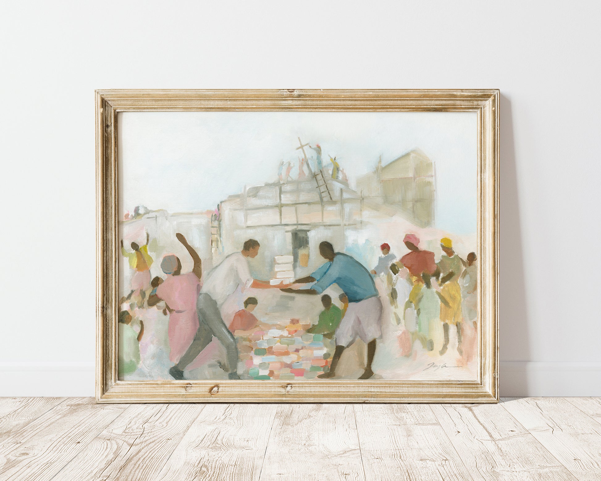 Vibrant Christian wall art symbolizing unity, mutual blessing, and the body of Christ building together in faith.