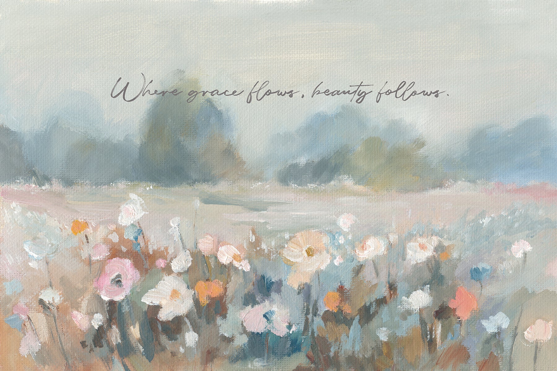 Christian wall decor featuring wildflowers and Scripture verse