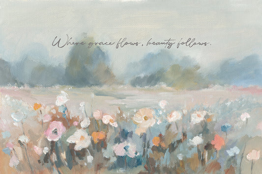 Christian wall decor featuring wildflowers and Scripture verse