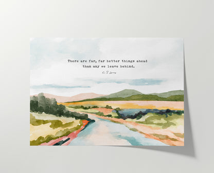 Wholesale Christian wall art print – C.S. Lewis quote there are far better things ahead