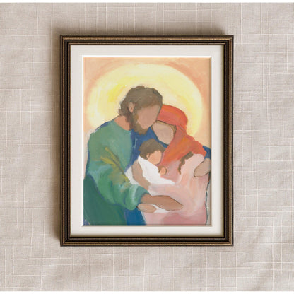 Christian Christmas Wall Art — Vibrant Holy Family Art Print "Held in Love"