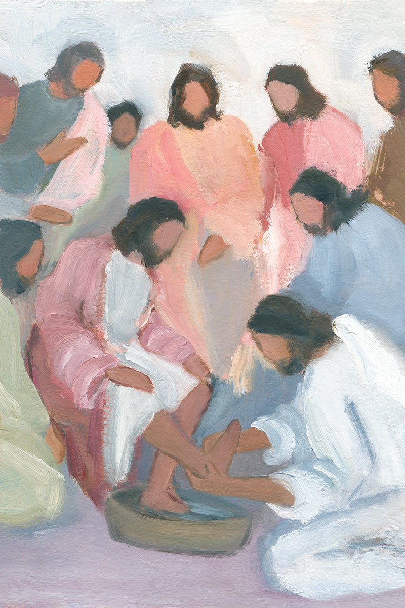 Modern Christian Wall Art Print | Jesus Washing Disciples’ Feet | "The Servant Master"