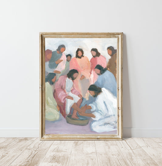 Modern Christian Wall Art Print | Jesus Washing Disciples’ Feet | "The Servant Master"