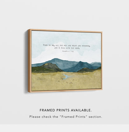 Scripture Art Watercolor Landscape _ Matthew 11 28