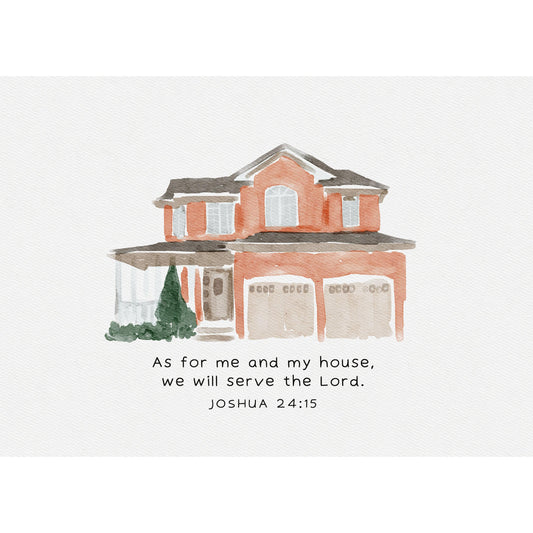 Modern Christian Art - Bible Verse Art "As for Me and My House"