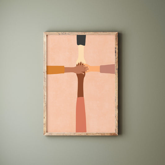Modern Minimalist Christian Art of Cross of Colors