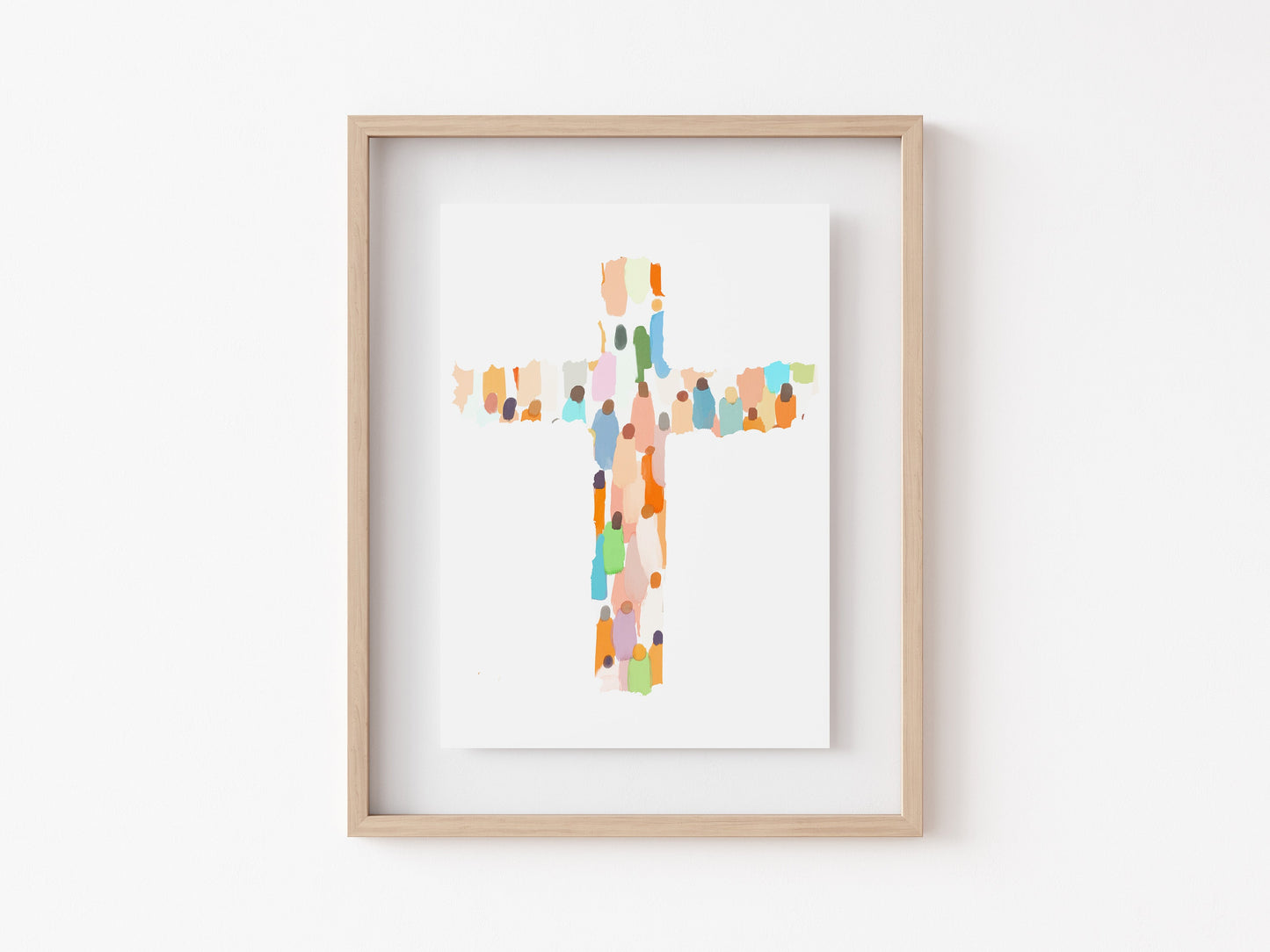 Modern Minimalist Christian Art of a Colorful Cross