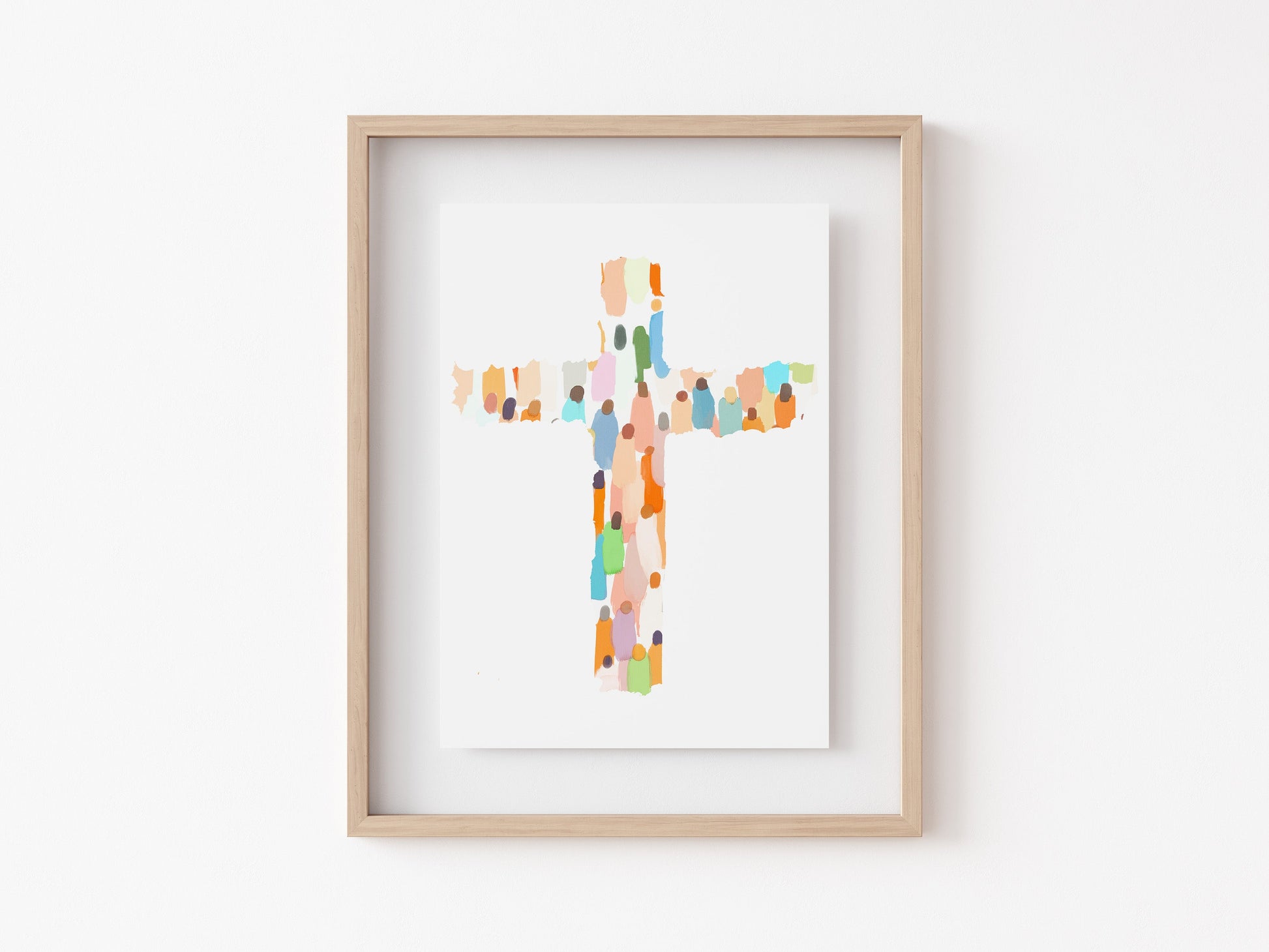 Modern Minimalist Christian Art of a Colorful Cross