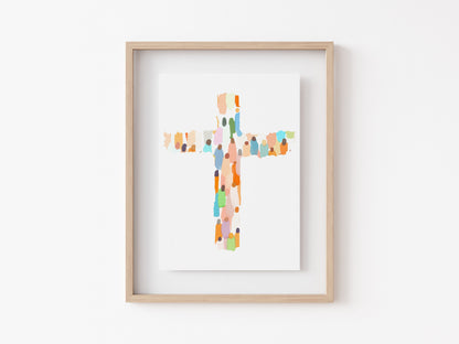 Modern Minimalist Christian Art of a Colorful Cross