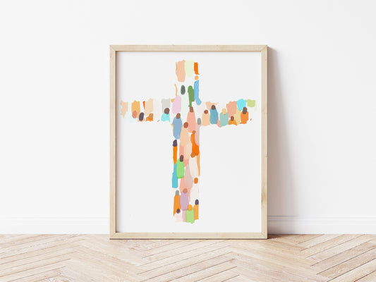 Modern Minimalist Christian Art of a Colorful Cross